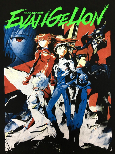Neon Genesis Evangelion 90s Japanese Anime Cartoon Graphic T-shirt Large Black - Bild 2 von 7
