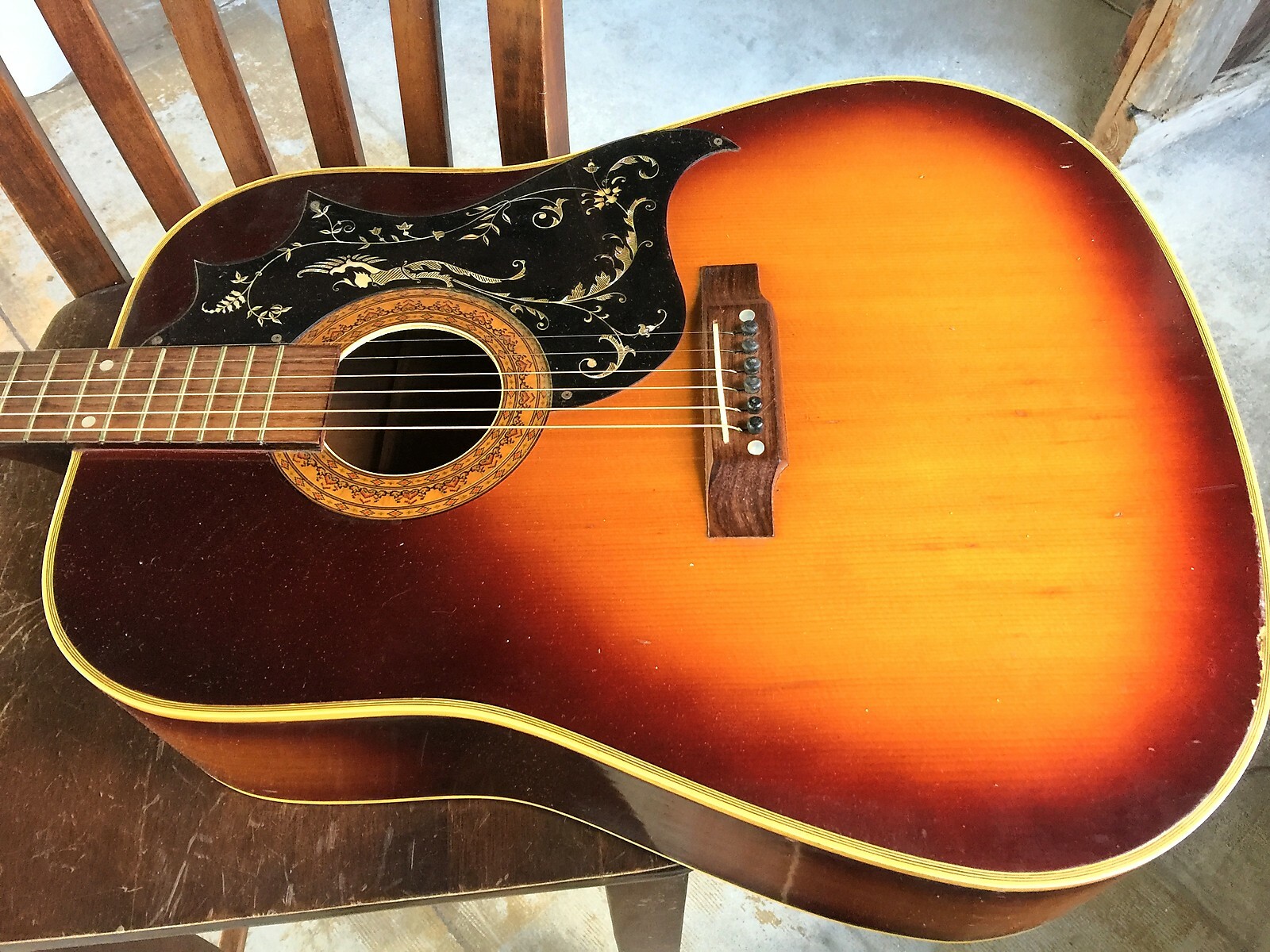 Vintage Guitarra Acústica Jumbo, Sunburst, maker unknown unknown unknown 5441e8 Vintage Guitarra Acústica Jumbo, Sunburst, maker unknown unknown unknown 5441e8