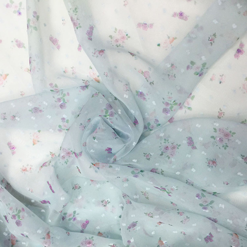 Chiffon Floral Fabric Dress Curtain Trim Flower Printed Polka Dot Sheer DIY Soft - Bild 7 von 17