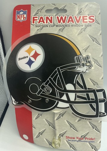 NOS PITTSBURGH STEELERS Helmet Logo Fan Wave WinCraft Car Window Sign SuctionCup