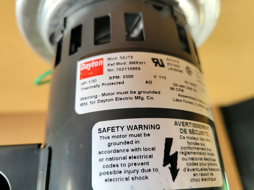 DAYTON 5ZJT8 Motor + Blower Assembly, 115 V, 60Hz, 1.35A #702110869X - Picture 2 of 5