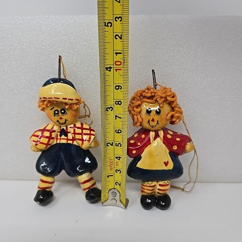 Vintage Handmade Raggedy Ann & Andy Cookie Dough Christmas Ornaments Lot 2 - Picture 2 of 9