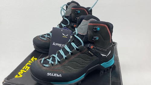 Salewa MTN Trainer Mid GTX (UK 4.5) Womens Mountain Boot Magnet/Viridian Green - Video 1 of 1