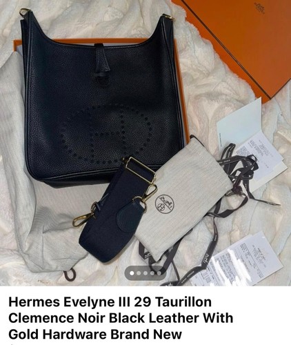HERMES EVELYNE 29 III BLACK/Noir GOLD HARDWARE - Picture 4 of 12