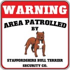 Crossing Sign Warning Area Patrolled Staffordshire Bull Terrier Dog Security