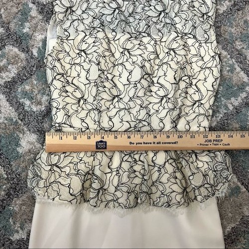 Alice + Olivia mini dress womens cream lace overlay peplum size 2 work casual - Picture 9 of 12