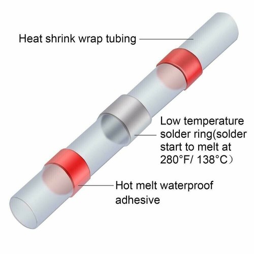 100 Stk Lötverbinder Stoßverbinder Schrumpfverbinder Kabelverbinder 0.5-1mm² Rot - Imagen 3 de 11