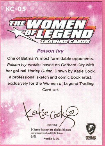 DC Comics: The Women of Legend Chase Card. #KC-05. Poison Ivy by Katie Cook. - Picture 2 of 2