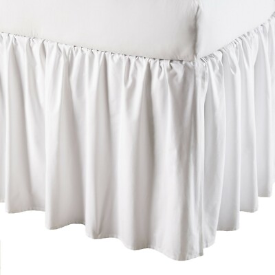 White Solid Split / Open Corner 650 TC Cotton Bed Skirt Regular & Ruffled n More