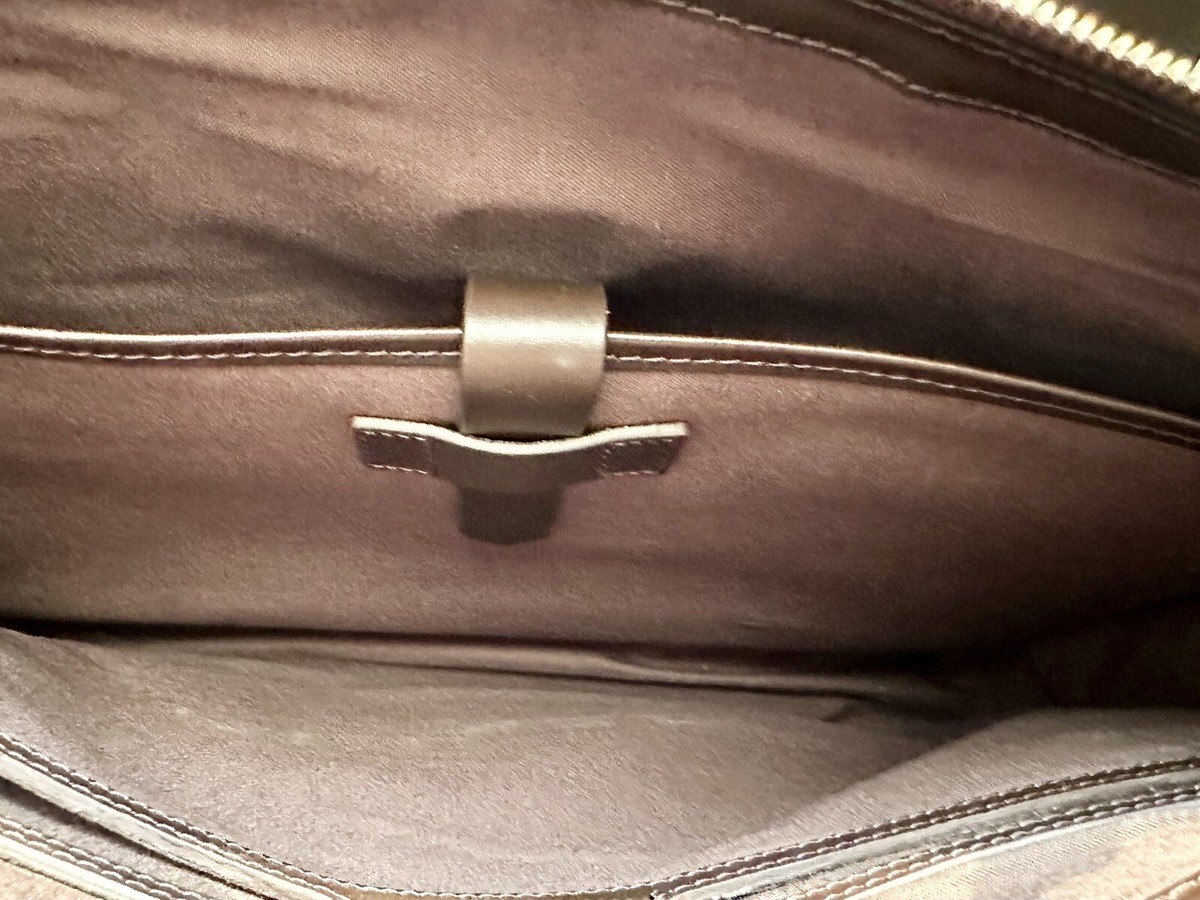 550 MISMO M S Briefcase In Army Green Canvas Dark Brown Leather