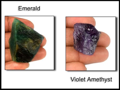 200 Ct. Natural Colombian Emerald & Violet Amethyst Gemstone Rough Pair GH725 - Picture 3 of 5