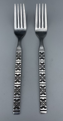 Lote De 2 HORQUILLAS DE CENA De Colección Corea Ekco Eterna MONTALO Acero Inoxidable 7 3/8" - Imagen 1 de 3