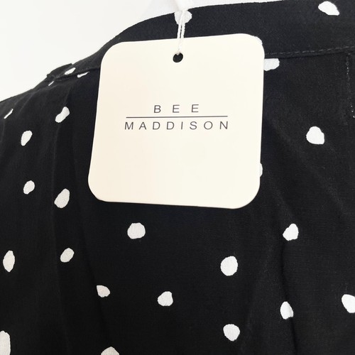Bee Maddison Tablita Midi Dress 3/4 Sleeve Tie Waist Polka Dot Black Size 10 New - Picture 8 of 13