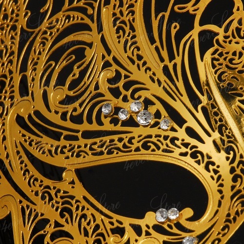 Swan Laser Cut Metal Mardi Gras Venetian Masquerade Mask for Women M7139 [Gold] - Picture 4 of 4