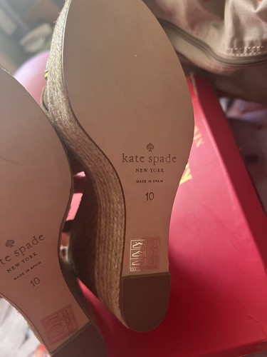 $298 KATE SPADE LADAN Natural Leather Designer Espadrille Wedges 10 M - Picture 2 of 9