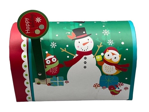 Christmas mailbox red green blue white Santa snowman birds 8 3/4" long READ