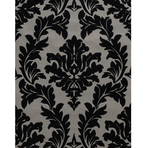 Flocking wallcoverings beige black Flocked Victorian damask velvet Wallpaper 3D - Picture 5 of 18