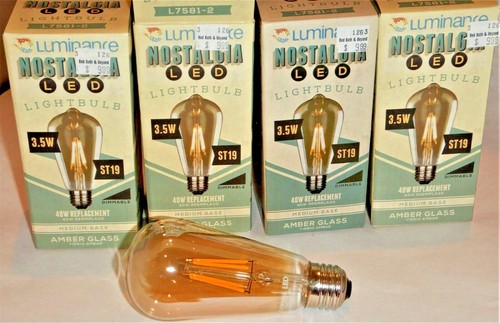 Luminance LED Amber Light Bulb ST19,E26 Med Base, Dimmable Antique Edison 40Watt - Picture 1 of 4