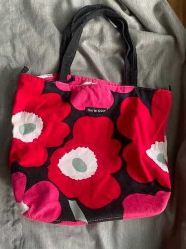 MARIMEKKO BEACH TOTE BAG Shopper CARRY-ALL Pieni Unikko RED PINK POPPY Canvas
