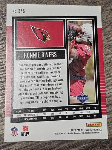 Ronnie Rivers 2021-22 Panini Score 346 Green 83/99 Cardinals - Picture 3 of 3