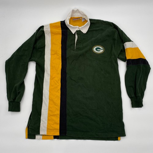 Game Day Logo 7 Green Bay Packers Herren NFL Polo Rugby Henley Shirt L Colorblock
