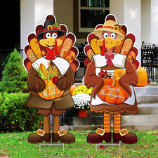 Large Thanksgiving Turkey Yard Sign, Turkey Pumpkin Yard Sign Stake Happy Thanks