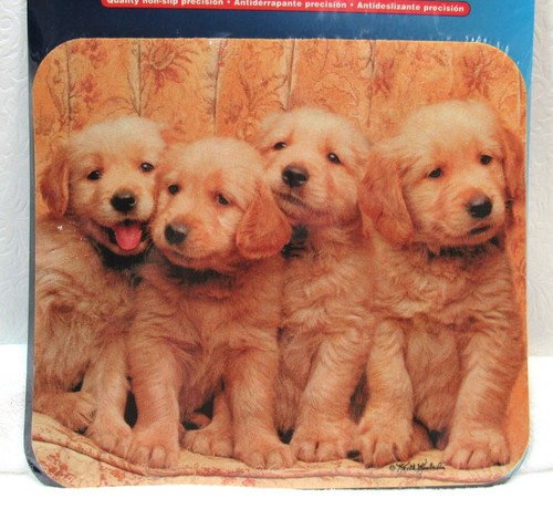 Puppies Mousepad Golden Retriever Mouse Mat HandStands Vintage New - Picture 3 of 10