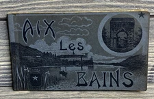 Vintage Souvenir Postcard Album Book Aix Les Bains 12 Black White Photos