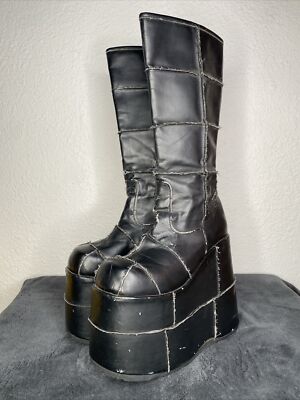 Demonia Stack-301 Gothic Platform Boots Size vintage Distressed