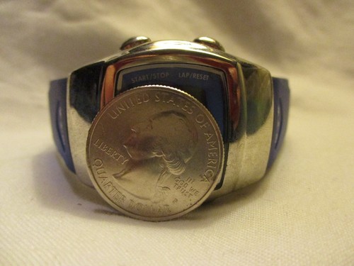 Matschige blau & silberfarbene Digital Armbanduhr mit verstellbarer Schnalle Band - Bild 4 von 12
