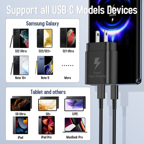 25W Type C USB-C Cable Super Fast Wall PD Charger Block For Samsung Android Lot - Picture 7 of 13
