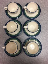 6 Pfaltzgraff  Ocean Breeze Tea Cups With 6 Tea Plates