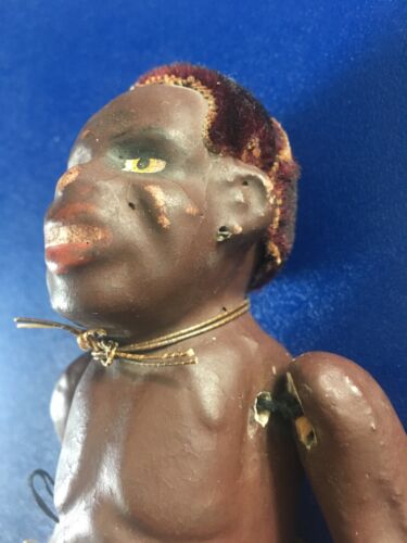 Muñeca articulada afroamericana negra de arte popular de la década de 1930 - Imagen 3 de 7