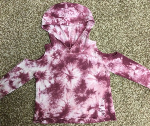 Girls Justice tie dye cropped hoodie. Size 6/7. Shoulders Exposed & Fashionable! - Picture 1 of 9