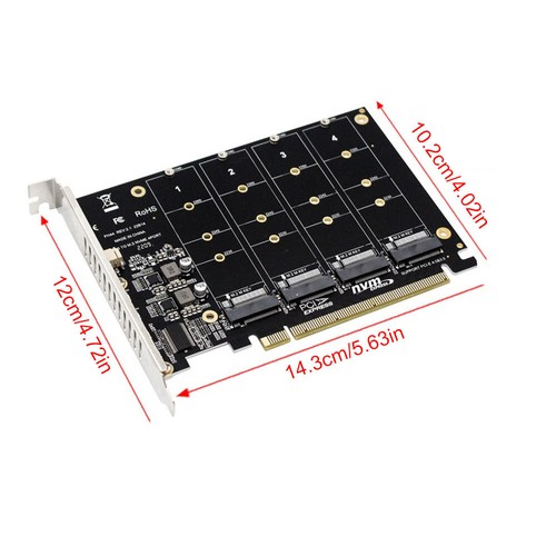 M.2 NVME SSD To PCIE X16 Adapter 4 Port NVMe To PCI-e Host Controller - Picture 2 of 13