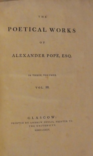 Papst, Alexander. Die poetischen Werke von Alexander Pope.  Drei Bände - Bild 10 von 12