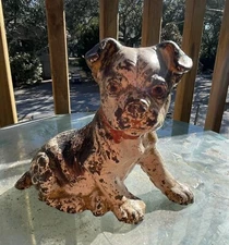 Cast Iron Dog Doorstop 5" statue antique Hubley USA Solid Boston Terrier lamp