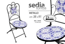 SEDIA IN METALLO PIEGHEVOLE PIANO TONDO DECORATO 38*91 CM IRO-781995