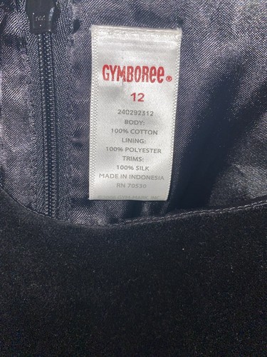 Gymboree Girl's Black Velvet Sleeveless Dress Silk Plaid Belt Sz 12 - Picture 3 of 3