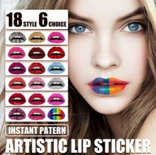 3PCS Set Artistic Lip Sticker Lipstick Gloss Sticker Fits All Lips Long Lasting