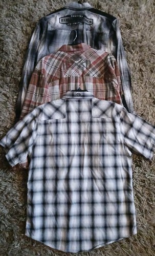 Lote De 3 Camisas Para Hombre L Harley Davidson Franela Sarga Cuadros 2 Botones 1 Presión - Imagen 14 de 17