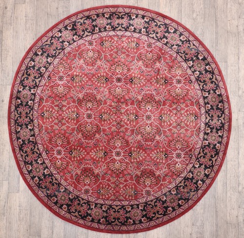 Handmade 8x8 Silk Round Rug 250x250 cms Oriental Carpet Red Round Rug - Picture 2 of 8