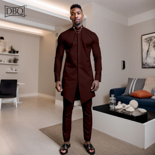 Men's African 2 Pieces Suit Slim Formal Wedding Bussiness Suits Blazer Pants Set - Picture 17 of 18