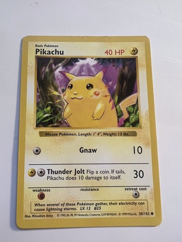 Pikachu Red Cheeks Base Set Shadowless 1999 Pokemon  - Picture 1 of 2