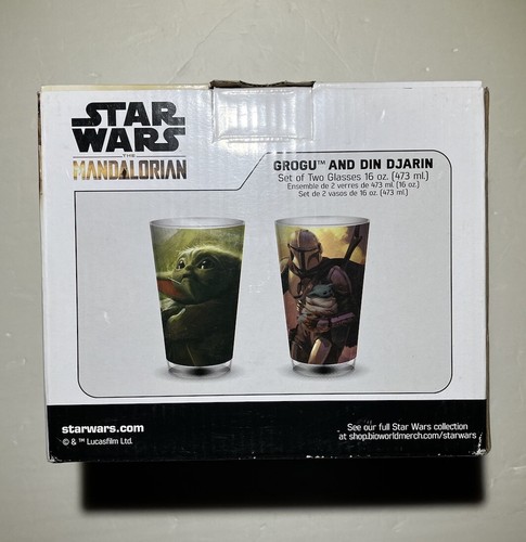 Neu im Karton Star Wars The Mandalorian Grogu und Din Djarin 16 Unzen Glas 2er-Pack LESEN - Bild 2 von 4