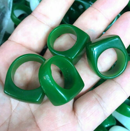 Genuine Chinese natural green jade jewelry man ring 7-12# - Picture 3 of 11