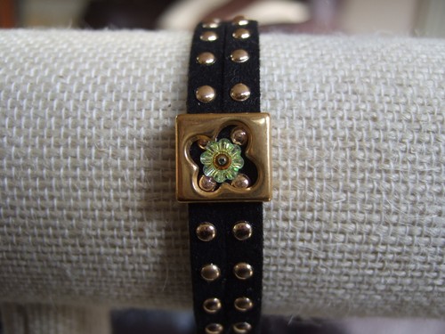 Studded Bright Coloured Suede Bracelets with Metal and Crystal Central Features - Picture 15 of 30