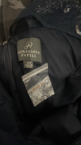 Adrianna Papell neu mit Etikett marineblau V-Ausschnitt durchsichtig Netz Perlenärmel Kleid Gr 18 $ 300 - Bild 5 von 6