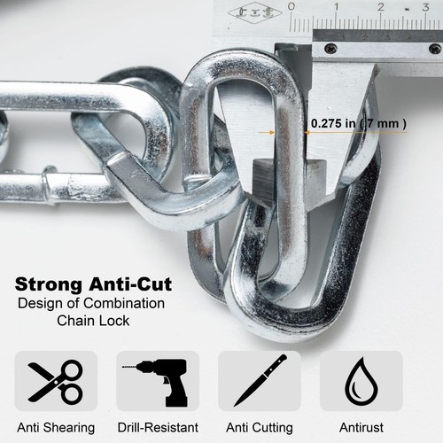 7mm Square 4-Sided Chain Bike Lock, 2.96ft Length, 4 Keys, Sold Secure Bronze... - Picture 3 of 6