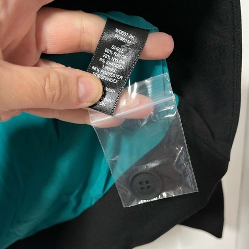 Neu mit Etikett Betabrand schwarzer Strech Ponte-Strickblazer mit einem Knopf und türkisfarbenem Futter Größe M - Bild 4 von 6